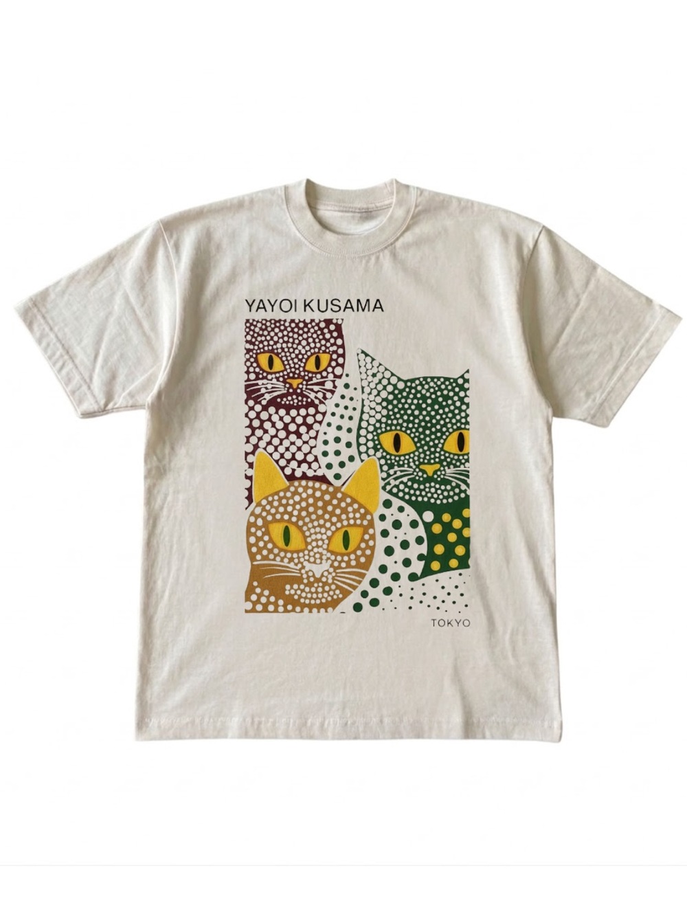 Gildan Yayoi Kusama Cream Cat Graphic Tee
